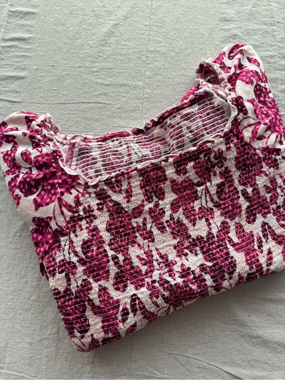 Old Navy Pink & White Smocked Midi Dress